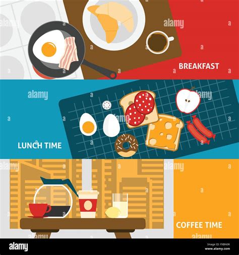 Breakfast Banners Set Stock Vector Image Art Alamy