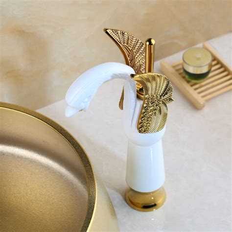 White And Gold Bathroom Basin Faucet Royal Toiletry Global