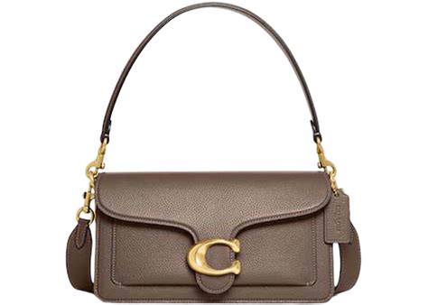 Coach Shoulder Bag Tabby 26 Brassdark Stone In Leather With Gold Tone Us