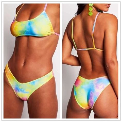 Maillots de bain femmes pièces Sexy Rainbow degrade de couleur bikini Classique Mode Boheme