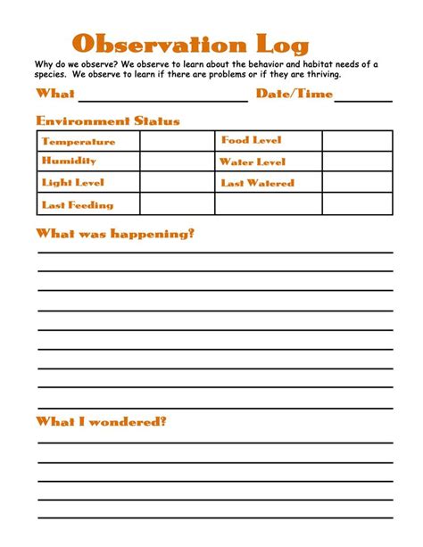 Free Science Observation Worksheets