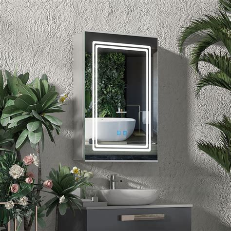 Lumirrors Led Bathroom Mirror Cabinet With Silver Aluminum Touch Switc