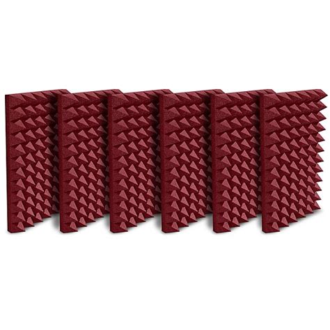 Auralex Studiofoam Pyramids 24 X48 X4 Acoustic Panel 6 Pack Burgundy