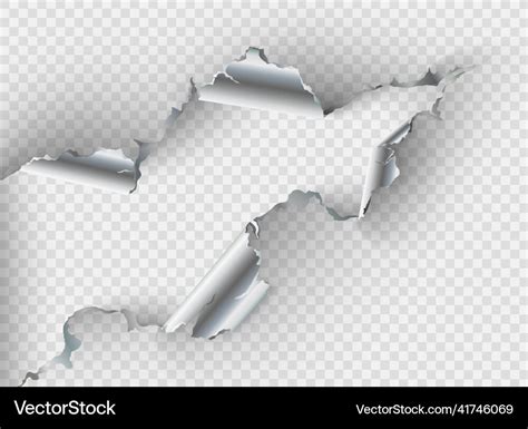 Ragged Hole Torn In Ripped Metal On Transparent Vector Image