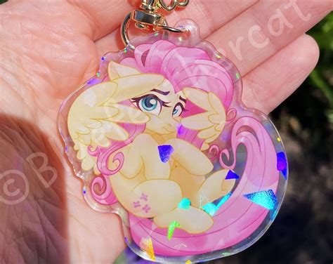 Fluttershy Mlp Holographic Acrylic Charm Keychain Etsy