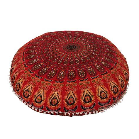 AAKARSHAN 32 Blue Star Mandala Floor Pillow Meditation Cushion Seating