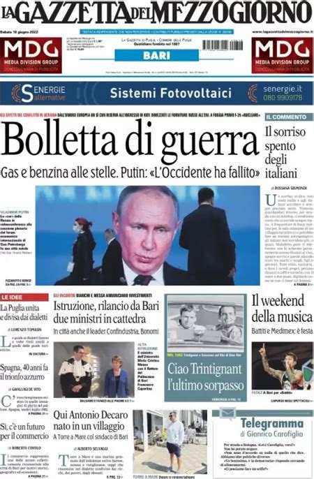 Le Prime Pagine Di Sabato Giugno Il Post