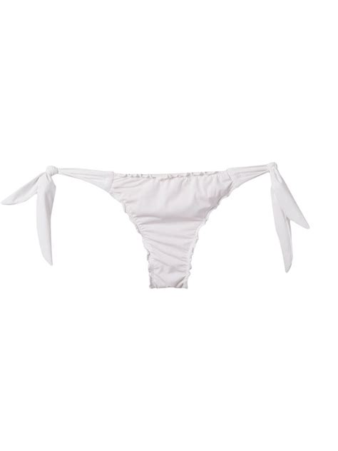 Amir Slama Ruffled Trim Bikini Bottom White FARFETCH