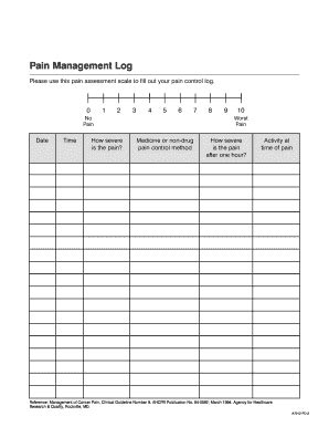 Fillable Online Pain Management Log K Pdf File Partners Against