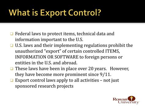 PPT EXPORT CONTROL BASICS How Export Control Impacts On Research And