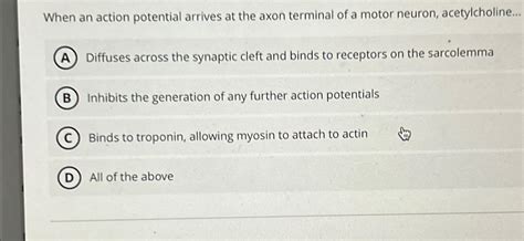 Solved When an action potential arrives at the axon terminal | Chegg.com