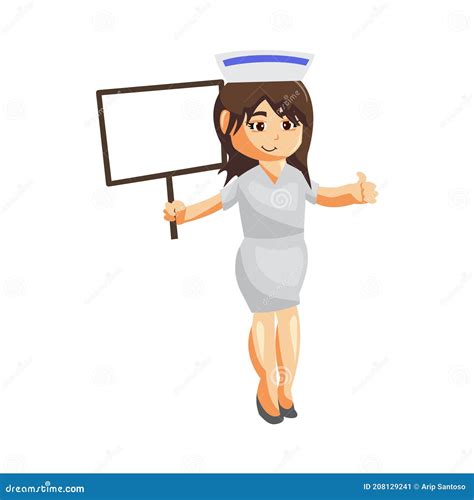 Nurse Woman Hospital Character Clothes Healthcare Mascot With Blank