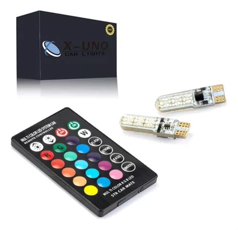 Kit Foco T10 W5w Rgb Control Multicolor Led Estrobo Pellizco Meses