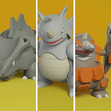 pokemon rhyhorn evolution 3D model 3D printable | CGTrader