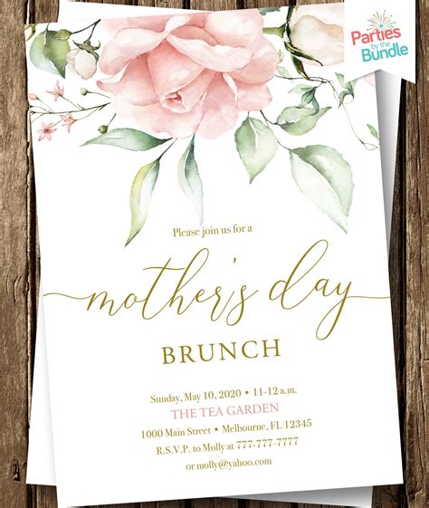 A Floral Brunch Party Card With The Words Mother S Day Brunch