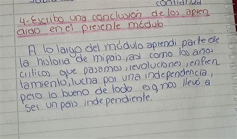 Escribo La Conclusi N De Los Aprendido En El Presente M Dulo