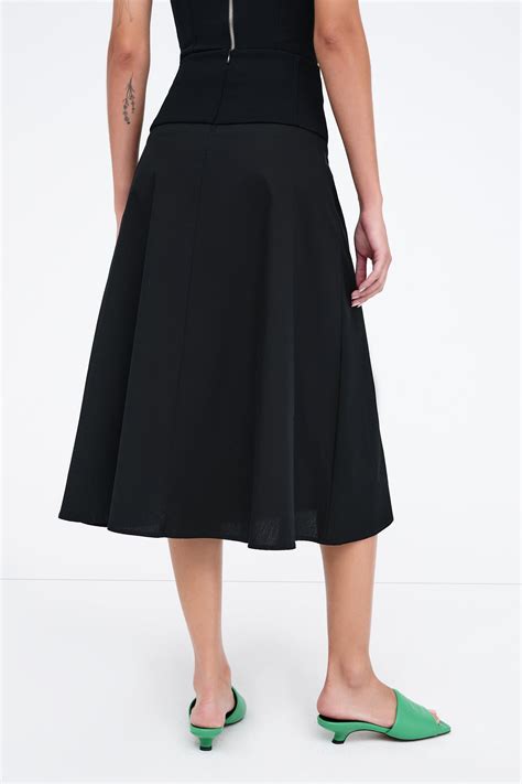 Black A-Line Cotton Midi Skirt - Nicole Skirt | Marcella