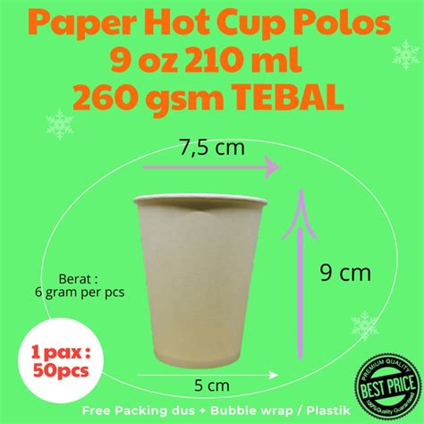 Jual Paper Hot Cup Gelas Kertas Oz Ml Polos Premium Tebal Pax