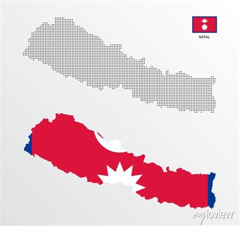 Set Of Political Maps Of Nepal With Regions Isolated And Flag Posters