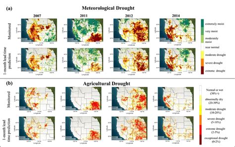 Monitored meteorological and agricultural drought classifications from ...