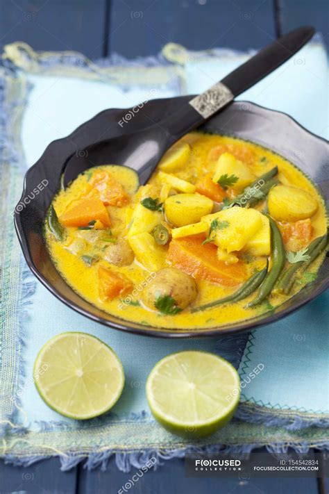 Indian vegetarian curry — healthy food, ingredients - Stock Photo ...