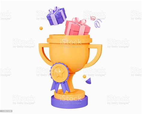 3d Trophy Cup With Floating T Boxes And Award Medal Winner With