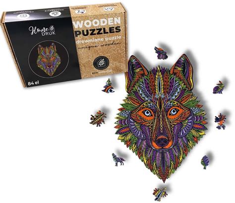 Puzzle Drewniane dla dzieci i dorosłych Wilk Wolf HOME DRUK Sklep