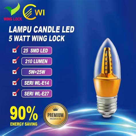 Jual Lampu Candle Led Watt E E Wing Lock Putih Warm White W