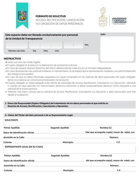 PDF FORMATO DE SOLICITUD ACCESO RECTIFICACIÓN FORMATO DE SOLICITUD