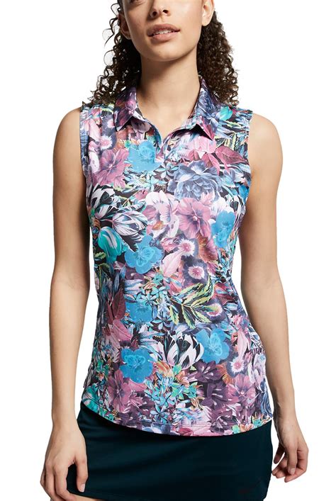 Nike Nike Womens Dri Fit Floral Printed Sleeveless Golf Polo