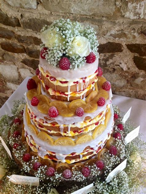 Rustic Lemon Raspberry Naked Wedding Cake