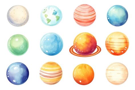 Premium AI Image | Set of planets isolated on white background