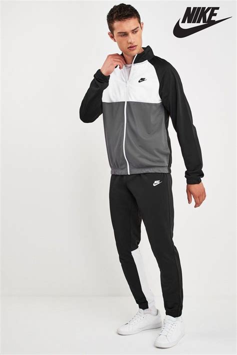 Mens Nike Blackwhitegrey Colourblock Tracksuit Black Black Nikes