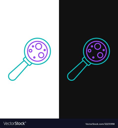 Line Microorganisms Under Magnifier Icon Isolated Vector Image