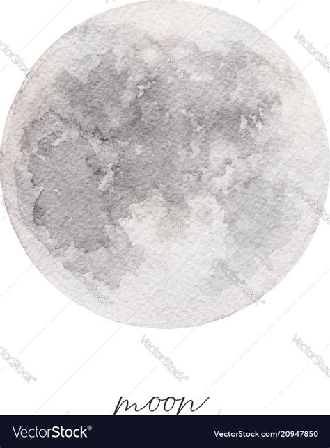 Watercolor Texture Full Moon Hand Painted Vector Image