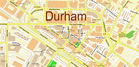 Duke University Durham North Carolina US PDF Map: Vector Extra High Detailed Street Map editable ...