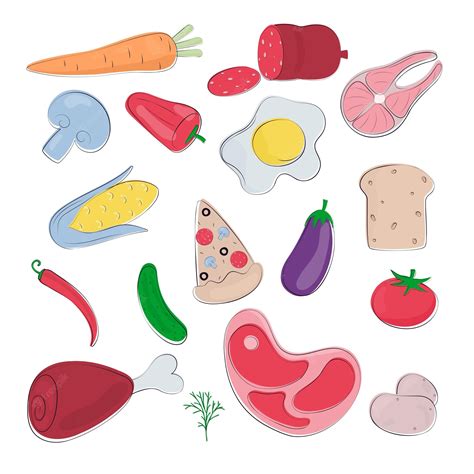 Premium Vector Doodle Food Set