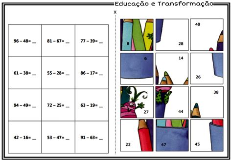 Quebra Cabeça Matematico Adição E Subtração - Quebra-cabeça Matematico Adição E Subtração - RETOEDU