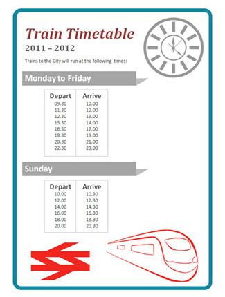 Early Learning Resources Role Play Train Timetable (eyfs, ks1)