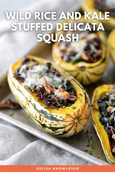 Wild Rice And Kale Stuffed Delicata Squash Delish Knowledge