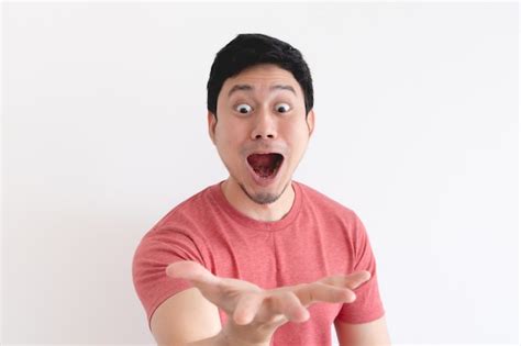 Premium Photo Wow And Shocked Face Of Funny Asian Man On White