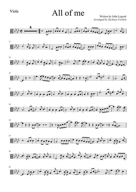 All Of Me Arr Zachary Corbett By John Legend Sheet Music For Viola