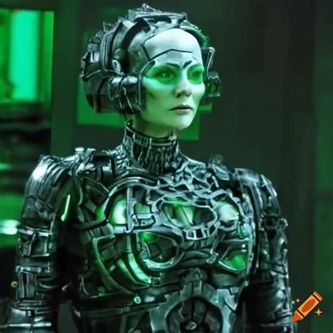 Borg Nerine Storm Thompson As A Borg Drone With Green Lighting Near A