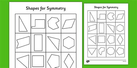 Shapes for Symmetry Worksheet - Symmetry of 2D Shapes Activities