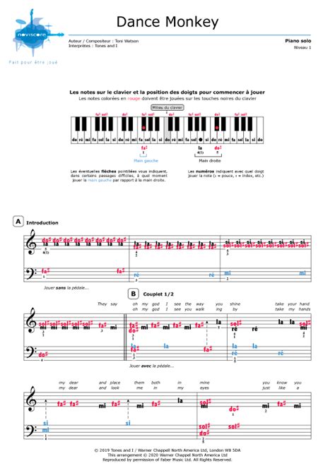 Partition Piano Dance Monkey Tones And I Partitions Noviscore