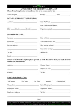 Fillable Online Application Form Set To Let Fax Email Print PdfFiller