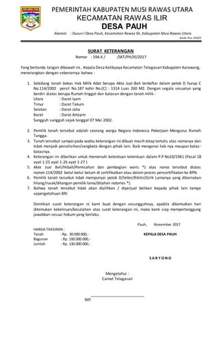 Surat Keterangan Tanah Dan Bangunan PDF