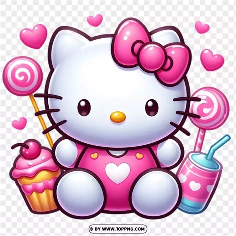 Pink Hello Kitty With Cupcake And Candy PNG | TopPNG | Hello kitty