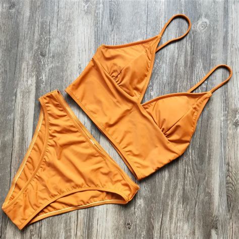 2018 Sexy Solid High Waisted Bathing Suits Women Bikini Push Up