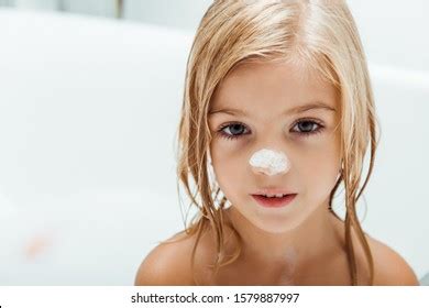 Cute Naked Bath Foam On Nose Stock Photo Edit Now